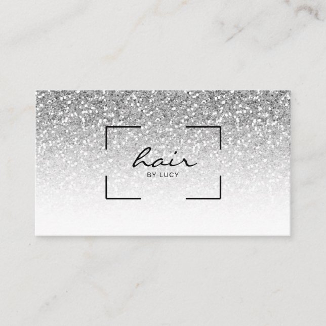 Hair Salon Hairdresser Silver Glitter Business Card (Front)