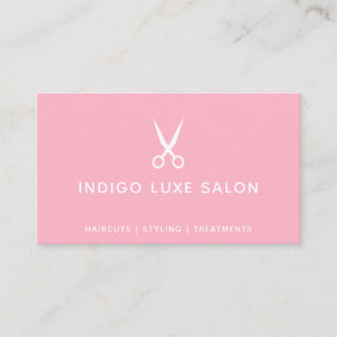 Hair Salon Hairstylist Modern Scissors Pink Business Card