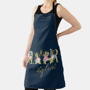 Hair salon hairstylist's name chic typography logo apron