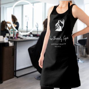 Hair salon logo elegant black and white employee apron