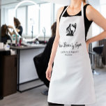 Hair salon logo elegant white and black employee<br><div class="desc">Simple stylish professional apron template for a hairstylist,  beauty hair,  hair spa salon,  beauty studio,  makeup artist,  beautician,  cosmetologist featuring a black silhouette (you can replace it with your logo!),  your salon,  and employee name and title on a solid white background.</div>