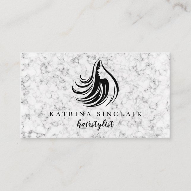 Hair Salon Logo Marbled Professional Business Card (Front)