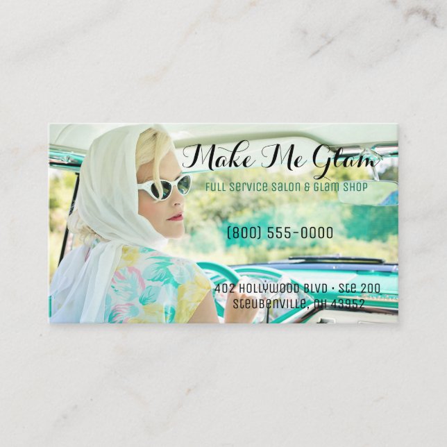 Hair Salon Make up Artist Glamourous Business Card (Front)