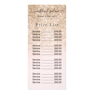 Hair Salon Minimalist Gold Pink price rack card