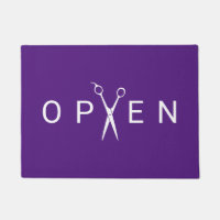 Hair Salon Minimalist Scissor Open Purple Welcome