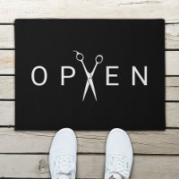 Hair Salon Minimalist Scissor Open Welcome