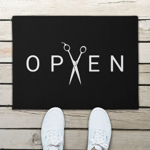Hair Salon Minimalist Scissor Open Welcome Doormat