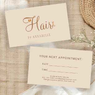 Hair salon modern beige natural hair stylist appointment card