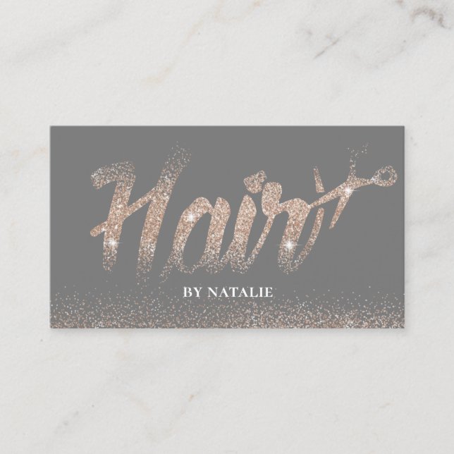 Hair Salon Modern Rose Gold Typograpy Appointment Card (Front)