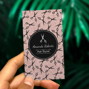 Hair Salon Modern Scissor Rose Gold Appointment Card