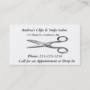Hair Salon or Barber Antique Scissors Simple Business Card