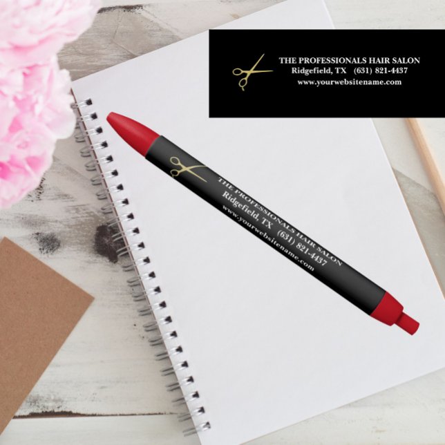 Hair Salon Personalised Promotional Marketing Black Ink Pen (Creator Uploaded)