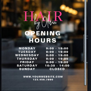 Hair Salon Pink Business Opening Hours White
