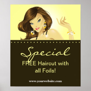 Hair Salon Posters Pretty Woman Yellow Jewellery