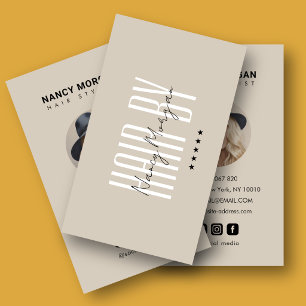 Hair Salon Profile Picture Biege Business Card