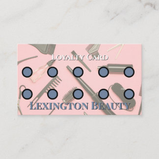 Hair Salon Punch Card Salon Tools Loyalty Pink