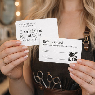 Hair Salon Referral Business Card with QR