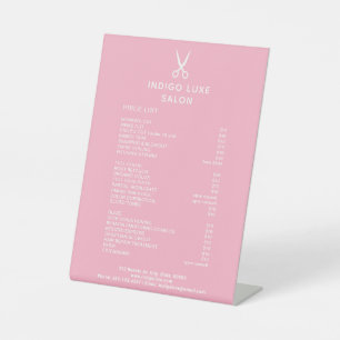 Hair Salon Scissors Pink Service Menu Price List Pedestal Sign