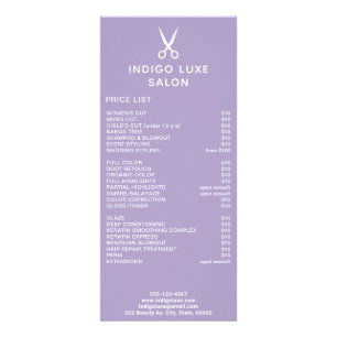 Hair Salon Scissors Purple Service Menu Price List