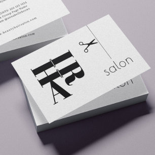 Hair salon simple black and white typography logo business card