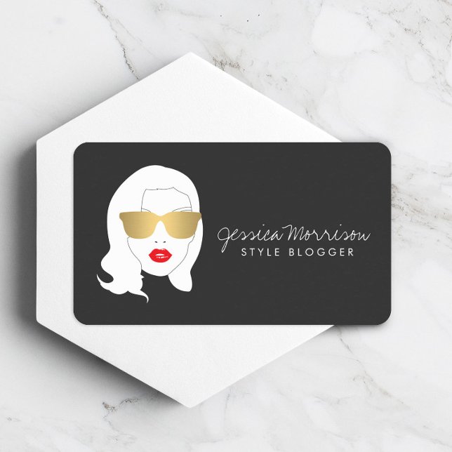 Hair Salon, Style Blogger, Glamourous Beauty Girl Business Card (Creator Uploaded)