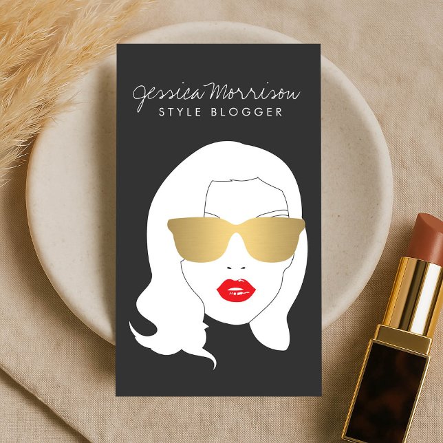 Hair Salon, Stylist, Beauty Girl Dark Grey Business Card (Creator Uploaded)