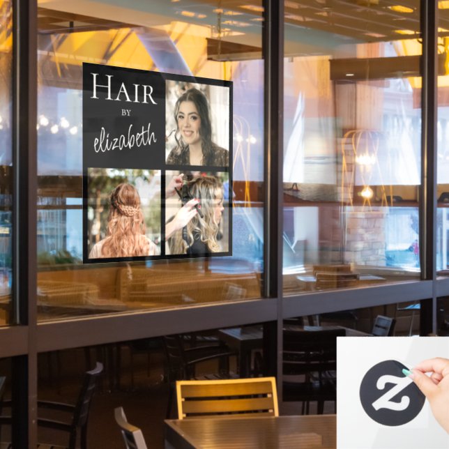  Hair Salon Stylist Script 3 Photos Black (Restaurant Window)
