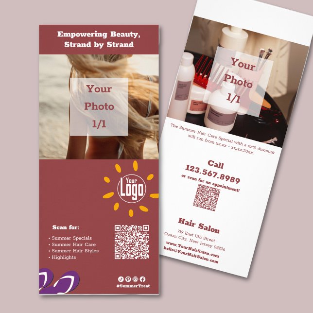 Hair Salon Summer Hair Care Promotion Rack Card (Hair Salon Summer Hair Care Promotion Rack Card)