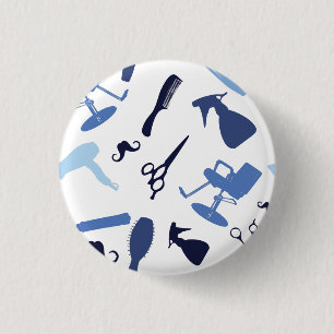 Hair salon tools pattern 3 cm round badge