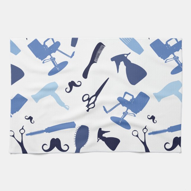 Hair salon tools pattern tea towel (Horizontal)