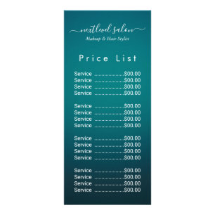 Hair Salon White Elegant price rack card