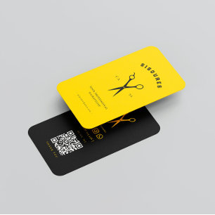 Hair Scissors Hairstylist Minimalist Qr Code Business Card