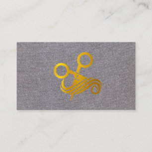 Hair Scissors Logo   Grey Texture Background Business Card