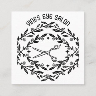 Hair Scissors Roses Vines Magical Boho QR Social Square Business Card
