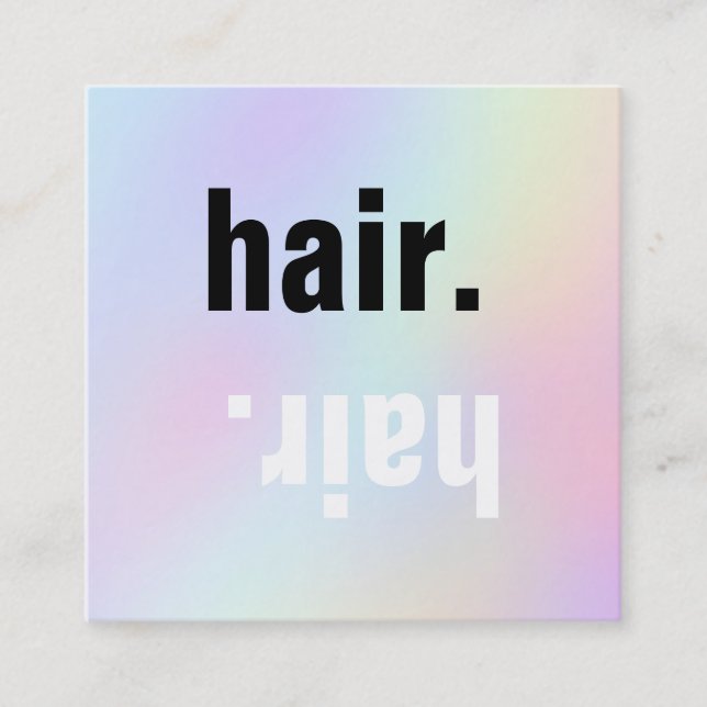hair script on pastel colours square business card (Front)