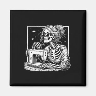 Hair Skeleton Sewer Quilter Halloween Sew Womens G Magnet