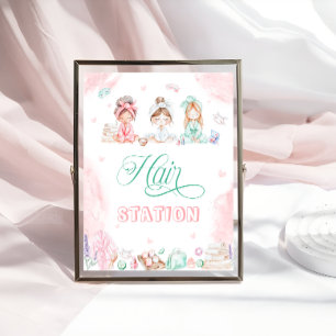 Hair Station Spa Party Makeup Girl Birthday Poster
