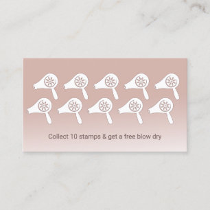 Hair Styist Blow Dry Bar Blush Rose Gold Loyalty Card