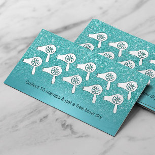 Hair Styist Blow Dry Bar Turquoise Loyalty Card