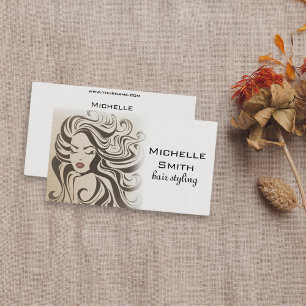 Hair Styling Hair Extensions Curly Hair Sepia Red Business Card