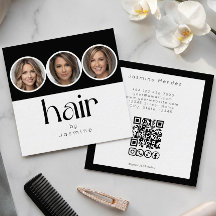 Hair Stylis 3 Photo QR Code Socials Black White