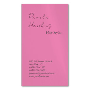 Hair stylish professional plain pink feminine magnetic business card