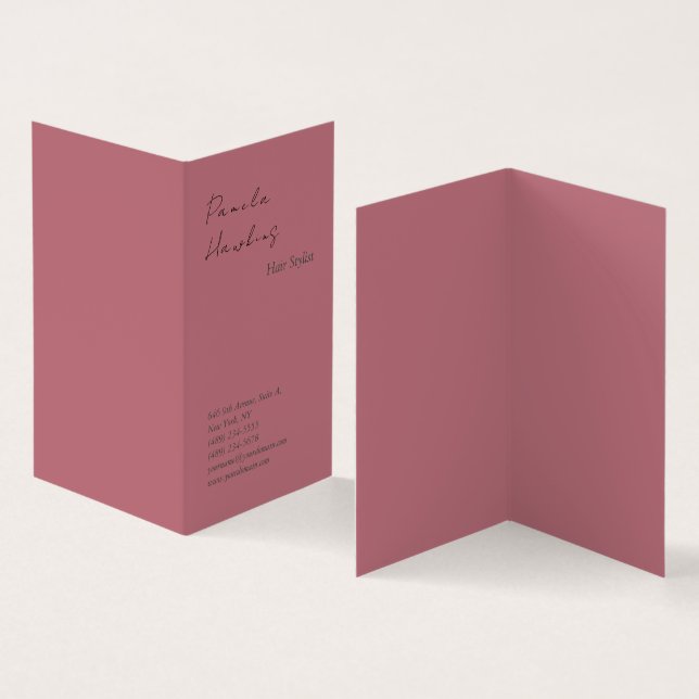Hair stylish professional plain rose gold colour business card (Inside and Outside)