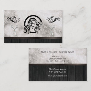 Hair Stylist and Beauty Marble Wood Business Card