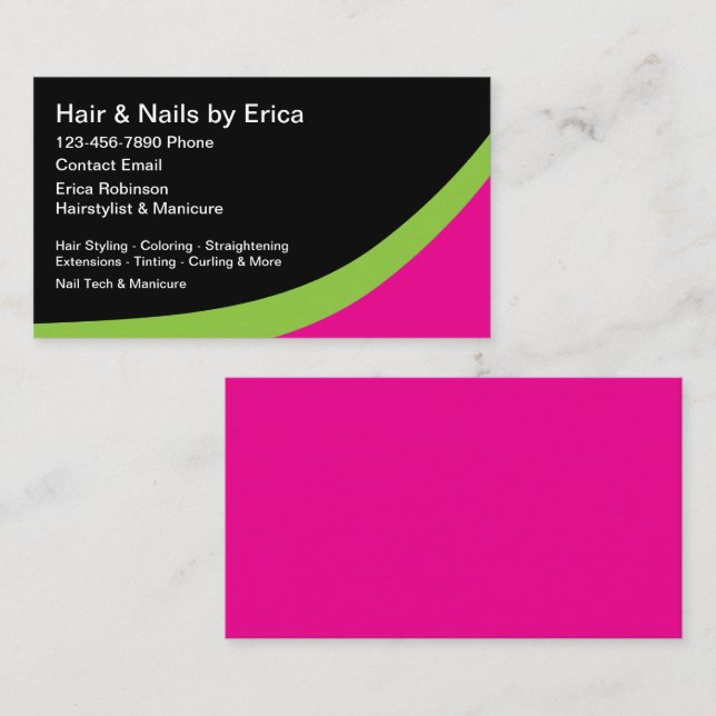 Hair Stylist And Nail Tech Theme Appointment Card (Front/Back)