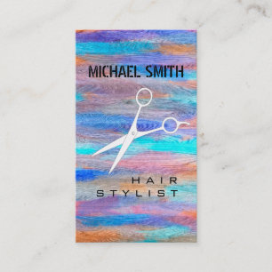 Hair Stylist Appointment Colourful Modern Wood #14 Card