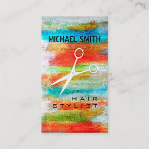 Hair Stylist Appointment Colourful Modern Wood #20 Card
