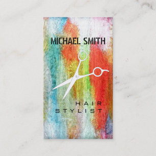 Hair Stylist Appointment Colourful Modern Wood #21 Card
