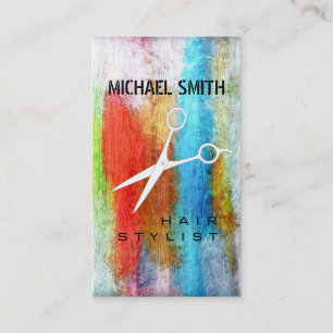 Hair Stylist Appointment Colourful Modern Wood #22 Card