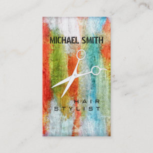 Hair Stylist Appointment Colourful Modern Wood #23 Card
